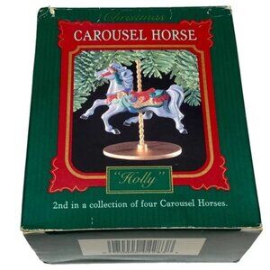 Vintage Hallmark Christmas Ornament Carousel Horse Holly 2nd In Collection Of 4